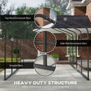 12 x 20 ft Heavy Duty Carport with Steel Roof and Removeable Sidewalls for All Weather Protection, Light Grey