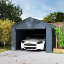 12 x 20 ft Heavy Duty Carport with Steel Roof and Removeable Sidewalls for All Weather Protection, Dark Grey