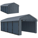 12 x 20 ft Heavy Duty Carport with Steel Roof and Removeable Sidewalls for All Weather Protection, Dark Grey