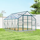 12 x 8 Greenhouse with dimensions labeled on a grassy area with trees in the background