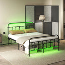 Beds, Luma Full Size Metal Platform Bedframe with LED Lights, Charging Station and Underbed Storage - Black (Copy) - Seasonal Overstock