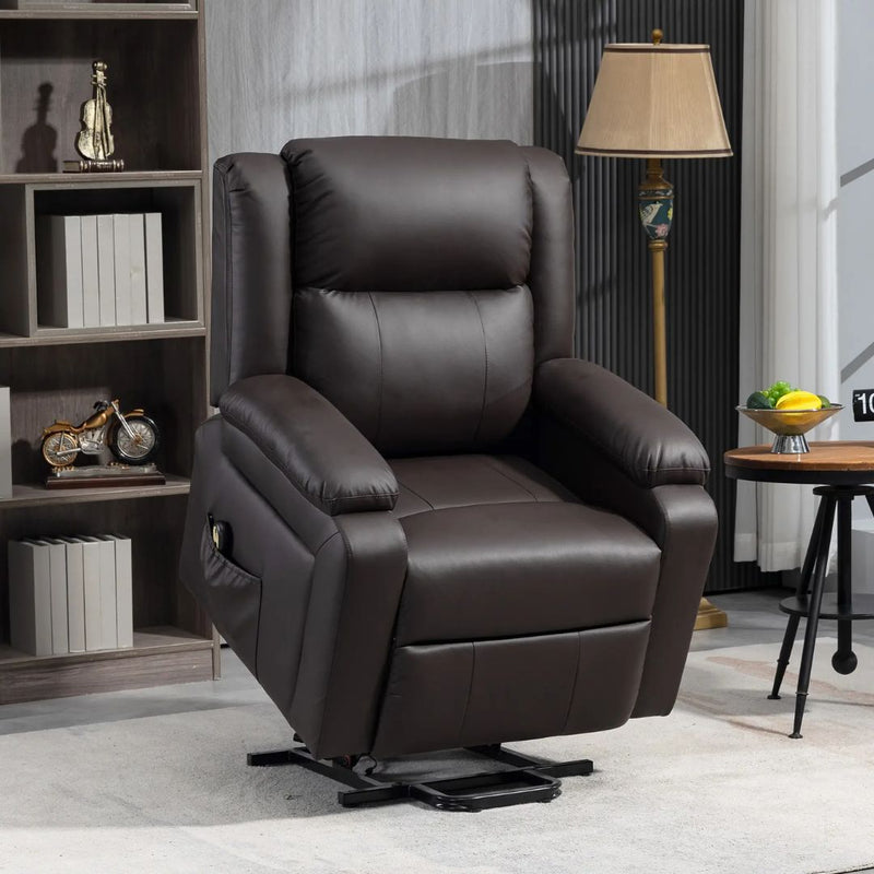 Luxharbor Lane Powered Lift Assist Recliner Chair with Remote Control - Brown Faux Leather