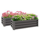 Planters, Set of 2 Raised Garden Planter Boxes 43" X 20" Galvanized Steel - 12in Deep - Dark Grey - Seasonal Overstock