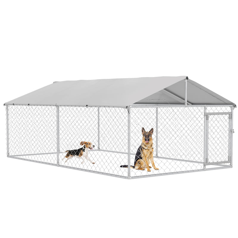 Dog Kennels, 13' x 7.5' x 5' Outdoor Dog Kennel Run with Waterproof Canopy - Seasonal Overstock