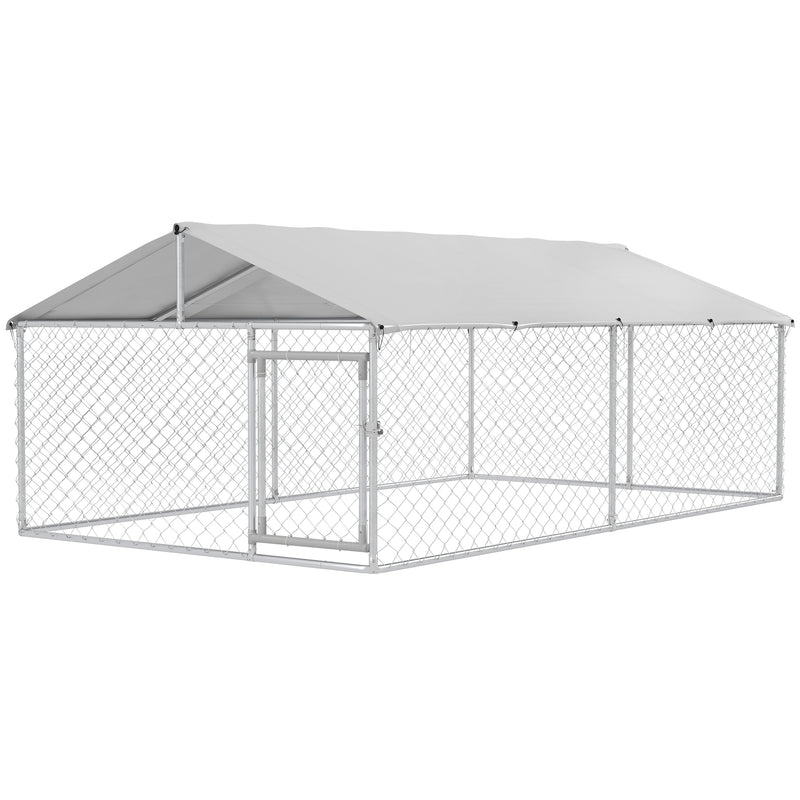 Dog Kennels, 13' x 7.5' x 5' Outdoor Dog Kennel Run with Waterproof Canopy - Seasonal Overstock
