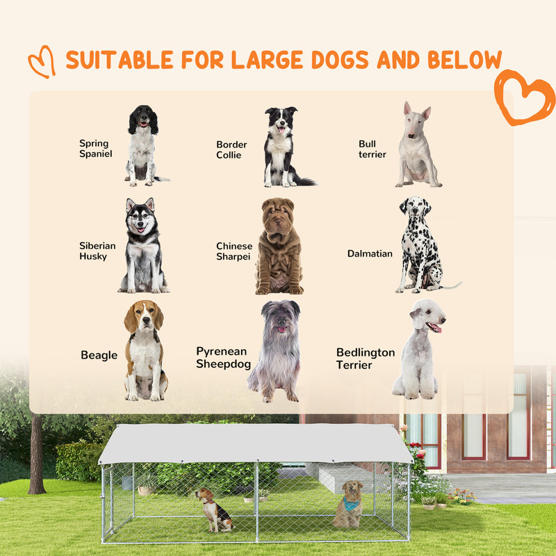Dog Kennels, 13' x 7.5' x 5' Outdoor Dog Kennel Run with Waterproof Canopy - Seasonal Overstock