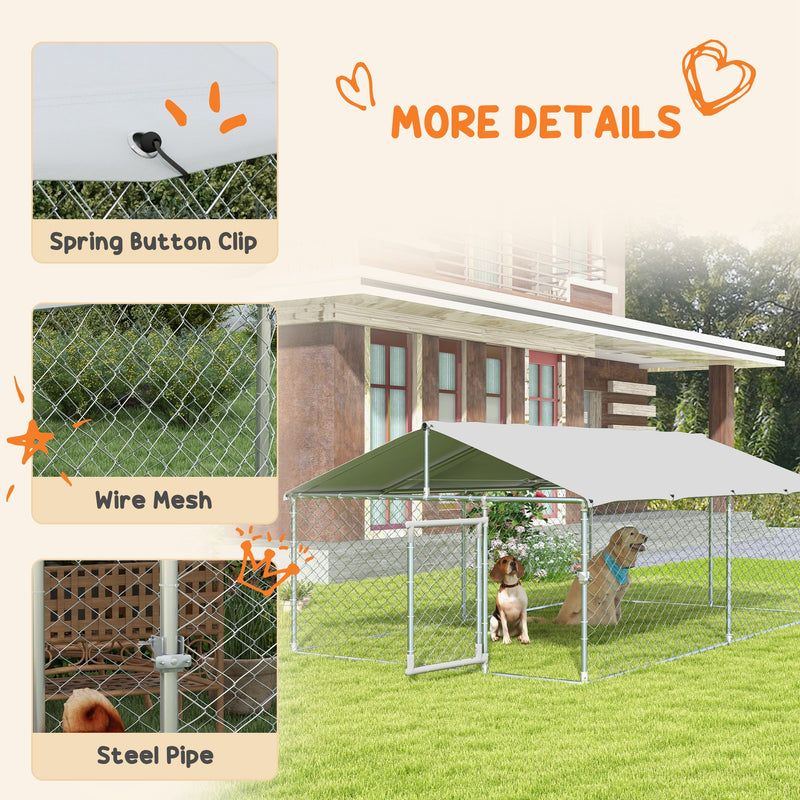 Dog Kennels, 13' x 7.5' x 5' Outdoor Dog Kennel Run with Waterproof Canopy - Seasonal Overstock
