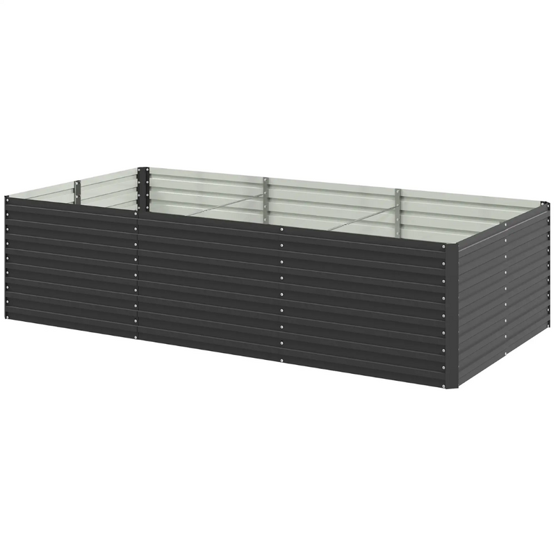 8' x 4' Raised Garden Bed Planter Box Galvanized Steel 24in Deep - Dark Grey