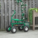 Gardening Accessories, Rolling Garden Scooter Cart with Swivel and Adjustable Seat, Basket and Tool Tray - Green - Seasonal Overstock
