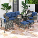 Patio Furniture, Brindlestone Terrace 6pc Outdoor Patio Set with Sofa, Chairs, Stools and Table - Blue - Seasonal Overstock