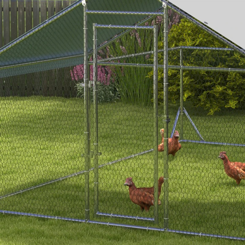 13' x 10' Chicken Coop Pen with Walk-In Peaked Canopy Cover Top