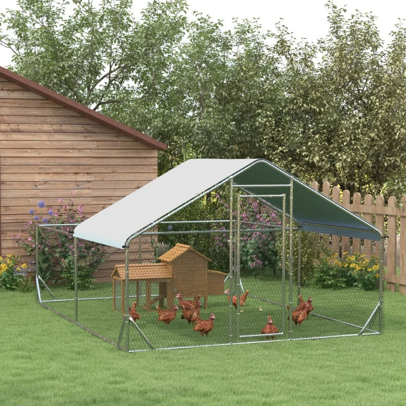 13' x 10' Chicken Coop Pen with Walk-In Peaked Canopy Cover Top