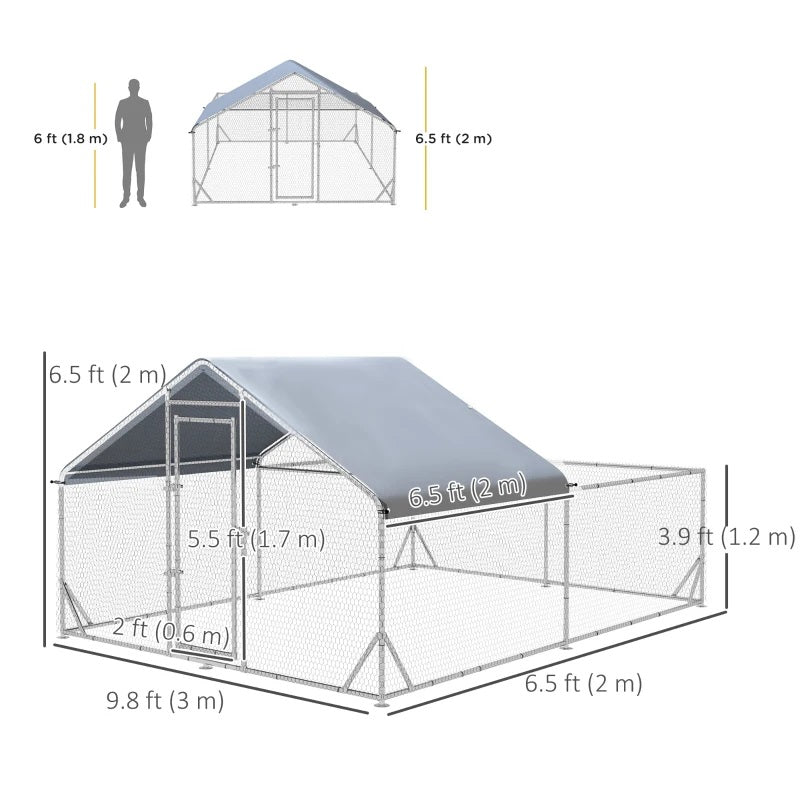 13' x 10' Chicken Coop Pen with Walk-In Peaked Canopy Cover Top