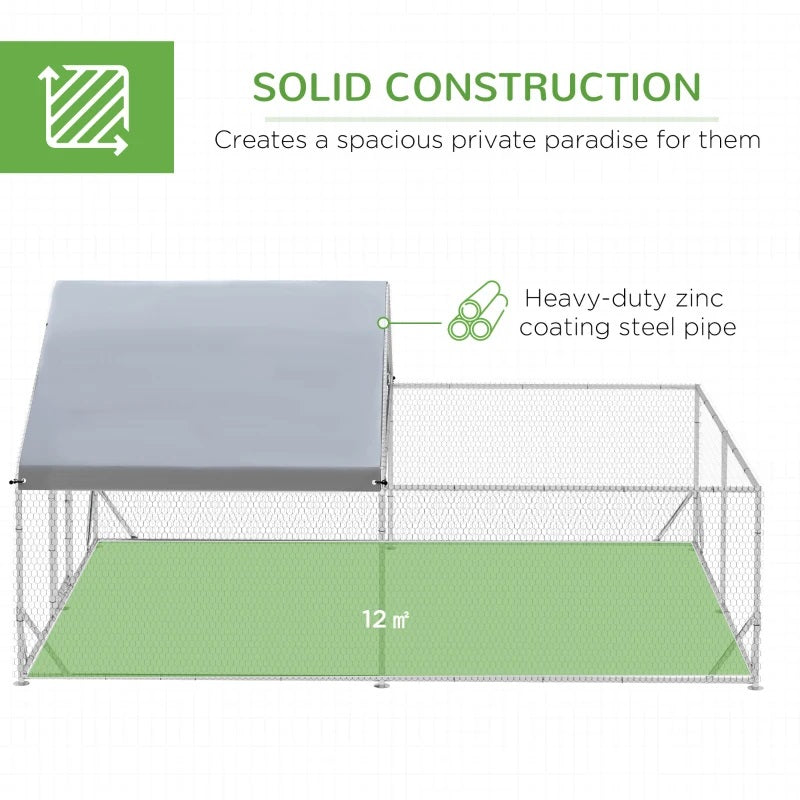 13' x 10' Chicken Coop Pen with Walk-In Peaked Canopy Cover Top