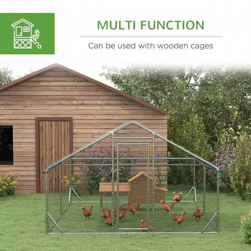 13' x 10' Chicken Coop Pen with Walk-In Peaked Canopy Cover Top