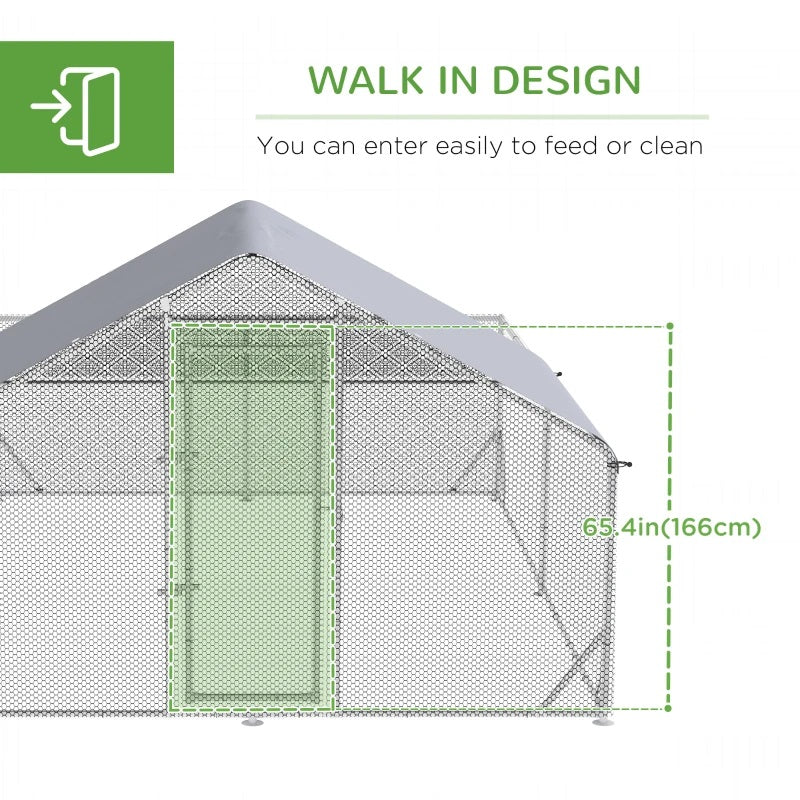 13' x 10' Chicken Coop Pen with Walk-In Peaked Canopy Cover Top