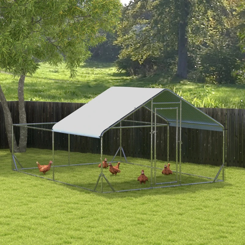 13' x 10' Chicken Coop Pen with Walk-In Peaked Canopy Cover Top