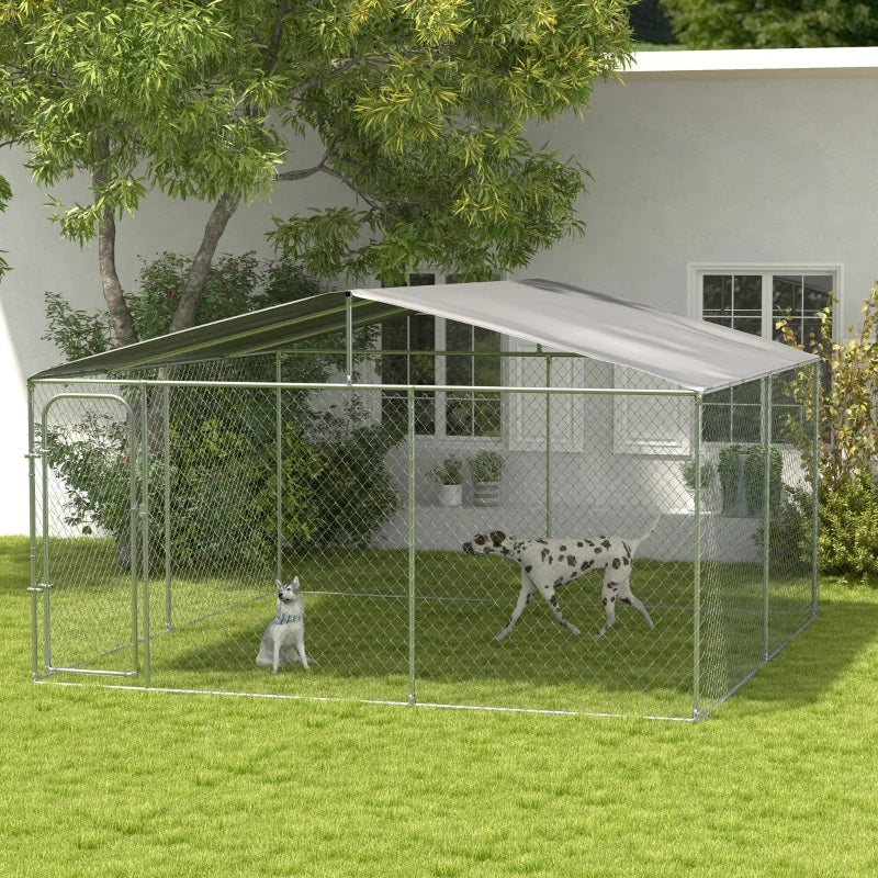 13' x 13' x 7.5' Large Dog House Kennel Pen with Canopy Shade