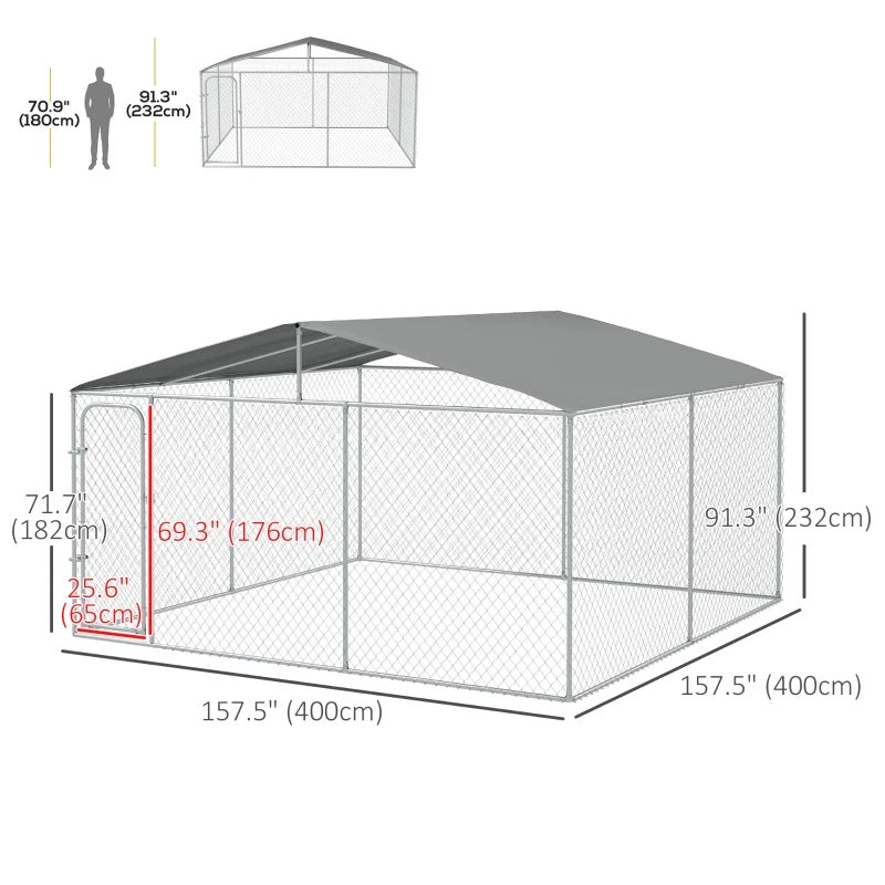 13' x 13' x 7.5' Large Dog House Kennel Pen with Canopy Shade