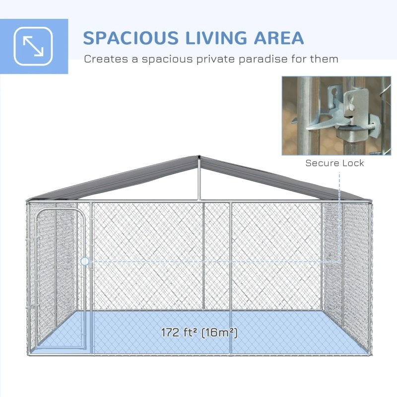 13' x 13' x 7.5' Large Dog House Kennel Pen with Canopy Shade