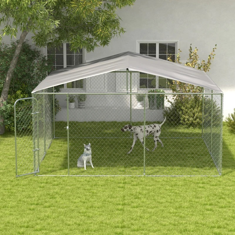 13' x 13' x 7.5' Large Dog House Kennel Pen with Canopy Shade