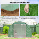 13 x 10 Green garden greenhouse with instructions on stability and installation.