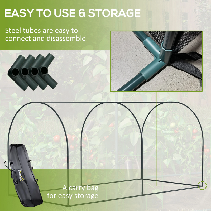 8' x 4' Mesh Garden Protection Crop Cage Cover with 2 Zipper Doors - Black