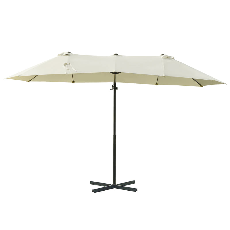 Patio Umbrellas, 14' x 9' Double-Sided Offset Cantilever Patio Umbrella Shade with Crank Open - Beige - Seasonal Overstock