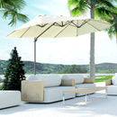 Patio Umbrellas, 14' x 9' Double-Sided Offset Cantilever Patio Umbrella Shade with Crank Open - Beige - Seasonal Overstock