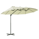 Patio Umbrellas, 14' x 9' Double-Sided Offset Cantilever Patio Umbrella Shade with Crank Open - Beige - Seasonal Overstock