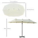 Patio Umbrellas, 14' x 9' Double-Sided Offset Cantilever Patio Umbrella Shade with Crank Open - Beige - Seasonal Overstock