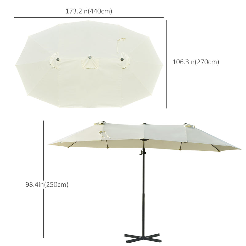 Patio Umbrellas, 14' x 9' Double-Sided Offset Cantilever Patio Umbrella Shade with Crank Open - Beige - Seasonal Overstock
