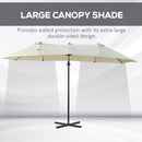 Patio Umbrellas, 14' x 9' Double-Sided Offset Cantilever Patio Umbrella Shade with Crank Open - Beige - Seasonal Overstock