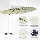 Patio Umbrellas, 14' x 9' Double-Sided Offset Cantilever Patio Umbrella Shade with Crank Open - Beige - Seasonal Overstock
