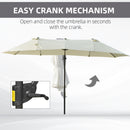 Patio Umbrellas, 14' x 9' Double-Sided Offset Cantilever Patio Umbrella Shade with Crank Open - Beige - Seasonal Overstock