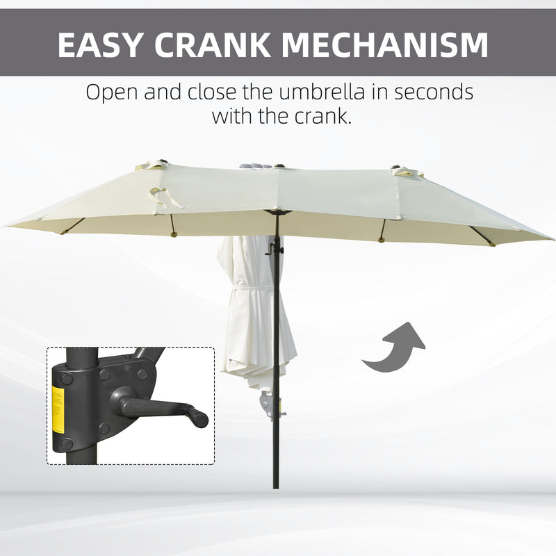 Patio Umbrellas, 14' x 9' Double-Sided Offset Cantilever Patio Umbrella Shade with Crank Open - Beige - Seasonal Overstock