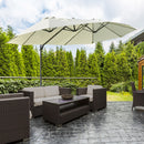 Patio Umbrellas, 14' x 9' Double-Sided Offset Cantilever Patio Umbrella Shade with Crank Open - Beige - Seasonal Overstock