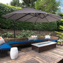 Patio Umbrellas, 14' x 9' Double-Sided Offset Cantilever Patio Umbrella Shade with Crank Open - Grey - Seasonal Overstock