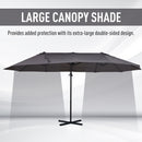 Patio Umbrellas, 14' x 9' Double-Sided Offset Cantilever Patio Umbrella Shade with Crank Open - Grey - Seasonal Overstock