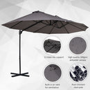 Patio Umbrellas, 14' x 9' Double-Sided Offset Cantilever Patio Umbrella Shade with Crank Open - Grey - Seasonal Overstock