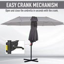 Patio Umbrellas, 14' x 9' Double-Sided Offset Cantilever Patio Umbrella Shade with Crank Open - Grey - Seasonal Overstock