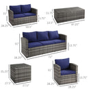 Patio Furniture, Cinder Valley 6pc Patio Set with Sofa, Loveseat, Chairs & Tables - Blue - Seasonal Overstock