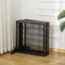 Pet Barriers, 14ft Large Freestanding Pet Gate w/ 6 Wood Framed Panels & Support Feet - Black - Seasonal Overstock