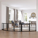 Pet Barriers, 14ft Large Freestanding Pet Gate w/ 6 Wood Framed Panels & Support Feet - Black - Seasonal Overstock