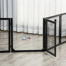 Pet Barriers, 14ft Large Freestanding Pet Gate w/ 6 Wood Framed Panels & Support Feet - Black - Seasonal Overstock