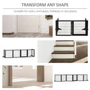 Pet Barriers, 14ft Large Freestanding Pet Gate w/ 6 Wood Framed Panels & Support Feet - Black - Seasonal Overstock