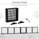 Pet Barriers, 14ft Large Freestanding Pet Gate w/ 6 Wood Framed Panels & Support Feet - Black - Seasonal Overstock