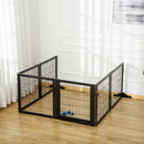 Pet Barriers, 14ft Large Freestanding Pet Gate w/ 6 Wood Framed Panels & Support Feet - Black - Seasonal Overstock