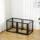 Pet Barriers, 14ft Large Freestanding Pet Gate w/ 6 Wood Framed Panels & Support Feet - Black - Seasonal Overstock