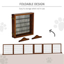 Pet Barriers, 14ft Large Freestanding Pet Gate w/ 6 Wood Framed Panels & Support Feet - Brown - Seasonal Overstock